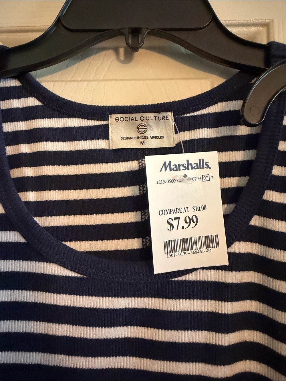 Striped Ribbed Tank Tops Set - Navy & Tan - Picture 3 of 4